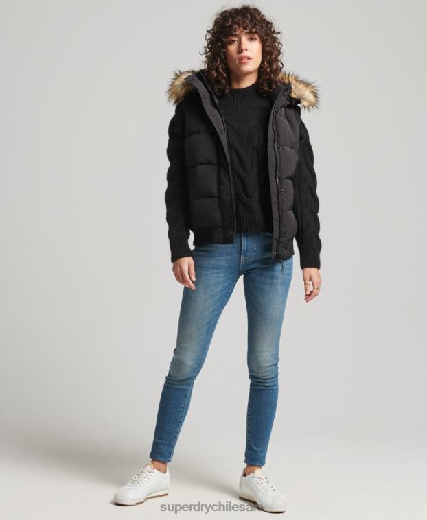 mujer Superdry negro ella chaleco 2R68Z5533