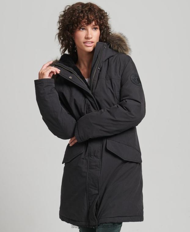 mujer Superdry negro parka abajo del everest 2R68Z3598