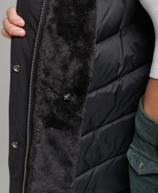 mujer Superdry negro parka abajo del everest 2R68Z3598