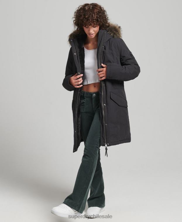 mujer Superdry negro parka abajo del everest 2R68Z3598