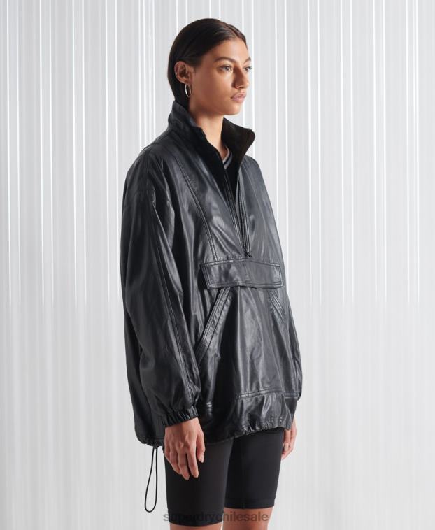 mujer Superdry negro top de chándal de cuero sdx de edición limitada 2R68Z1193