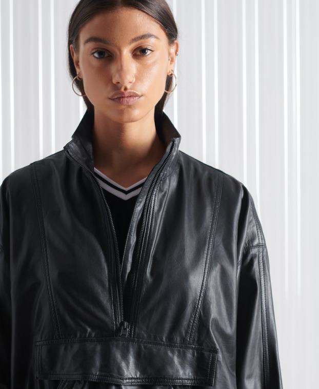 mujer Superdry negro top de chándal de cuero sdx de edición limitada 2R68Z1193