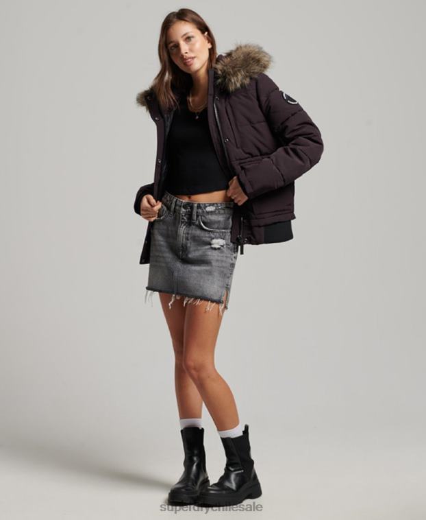 mujer Superdry púrpura chamarra bomber acolchada Everest con capucha 2R68Z3796