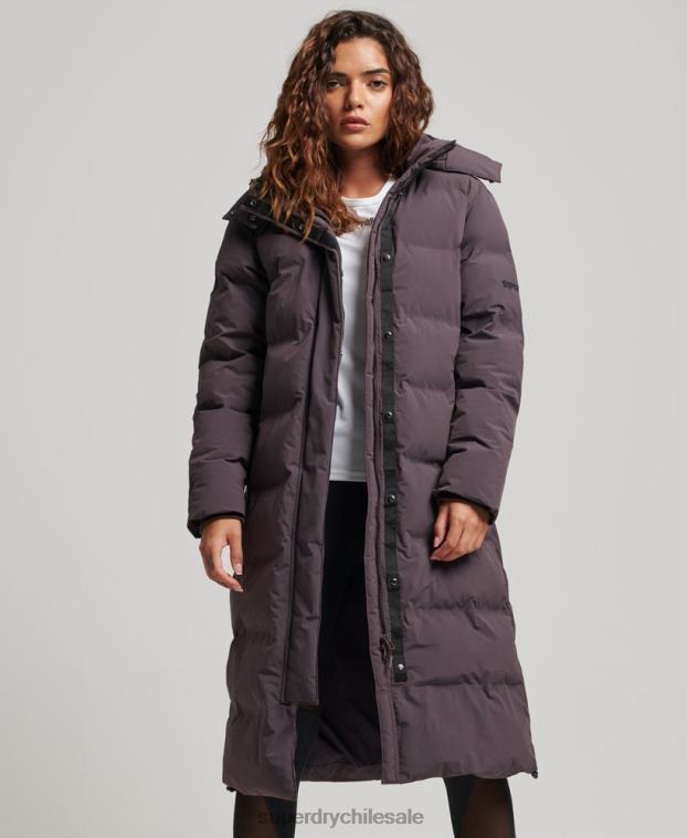 mujer Superdry púrpura chamarra capitonada con tren largo 2R68Z6342