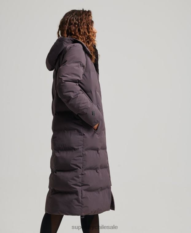 mujer Superdry púrpura chamarra capitonada con tren largo 2R68Z6342