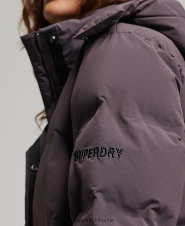 mujer Superdry púrpura chamarra capitonada con tren largo 2R68Z6342
