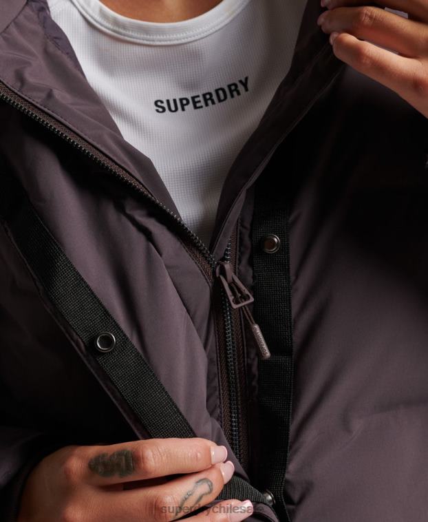 mujer Superdry púrpura chamarra capitonada con tren largo 2R68Z6342