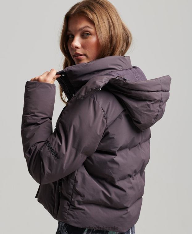 mujer Superdry púrpura chaqueta acolchada boxy tren 2R68Z5456