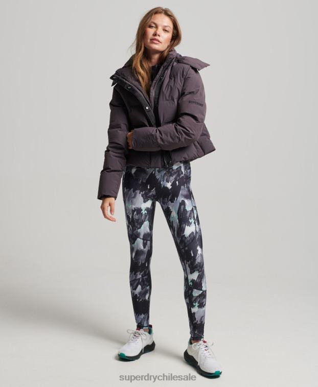 mujer Superdry púrpura chaqueta acolchada boxy tren 2R68Z5456