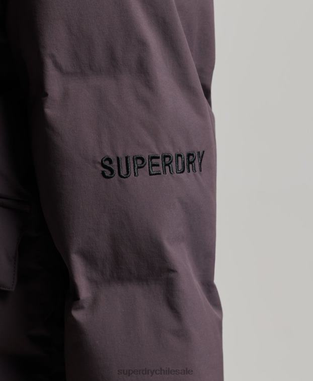 mujer Superdry púrpura chaqueta acolchada boxy tren 2R68Z5456
