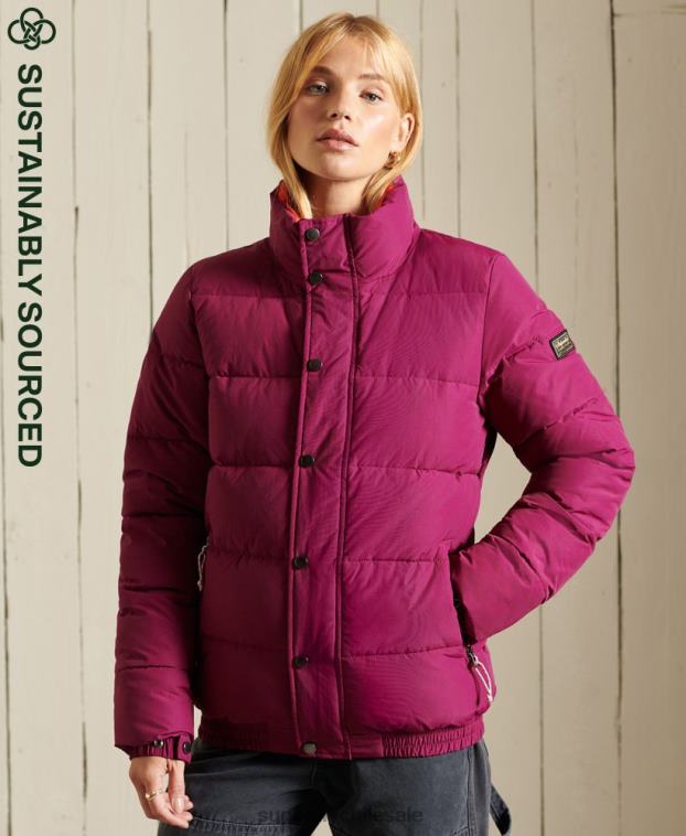 mujer Superdry púrpura chaqueta acolchada retro source 2R68Z5587