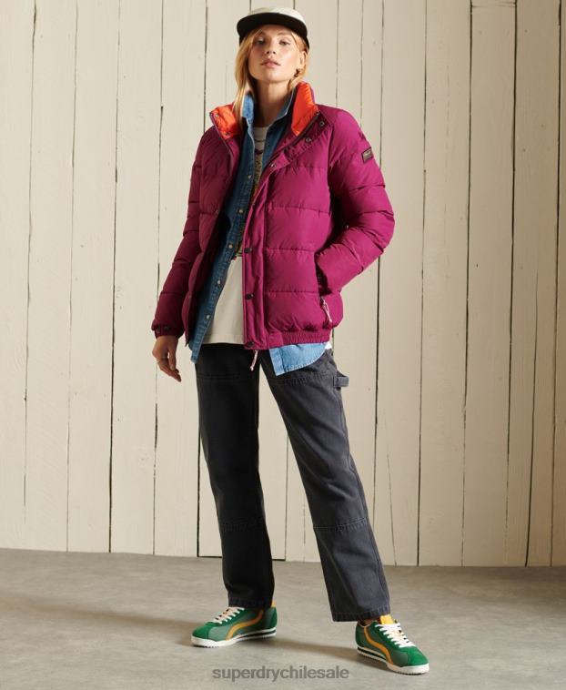 mujer Superdry púrpura chaqueta acolchada retro source 2R68Z5587