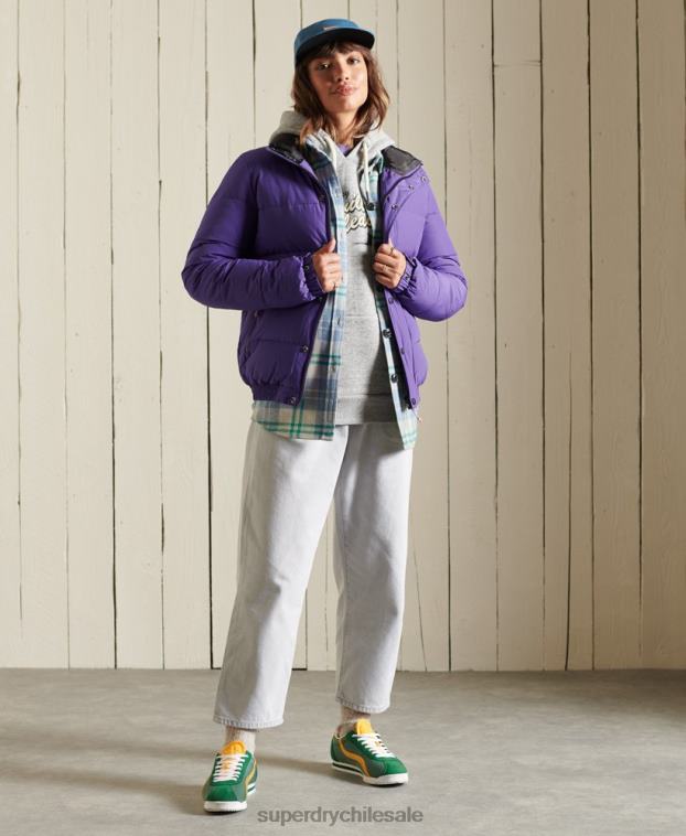 mujer Superdry púrpura chaqueta acolchada retro source 2R68Z5621