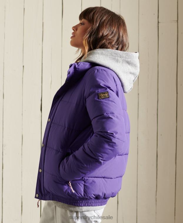 mujer Superdry púrpura chaqueta acolchada retro source 2R68Z5621