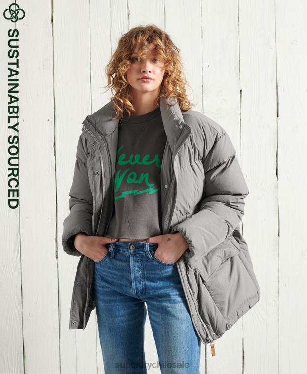 mujer Superdry plata chamarra con cuello embudo de edición limitada 2R68Z5696