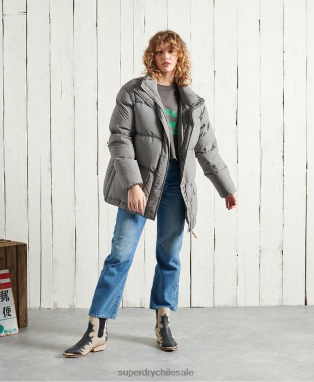 mujer Superdry plata chamarra con cuello embudo de edición limitada 2R68Z5696