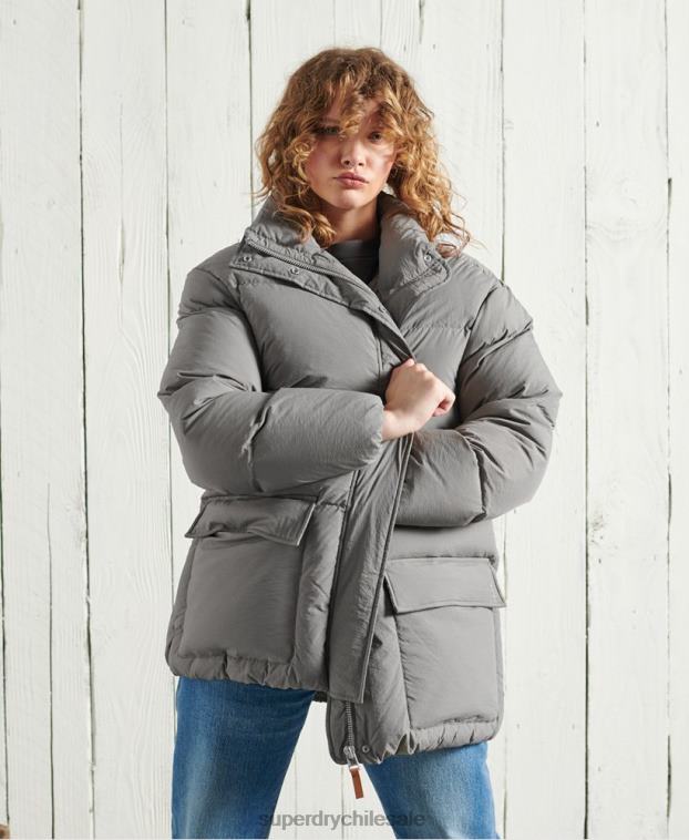 mujer Superdry plata chamarra con cuello embudo de edición limitada 2R68Z5696