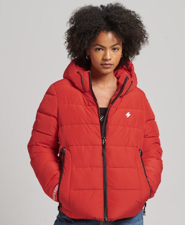 mujer Superdry rojo chamarra acolchada Spirit Sports con capucha 2R68Z3612