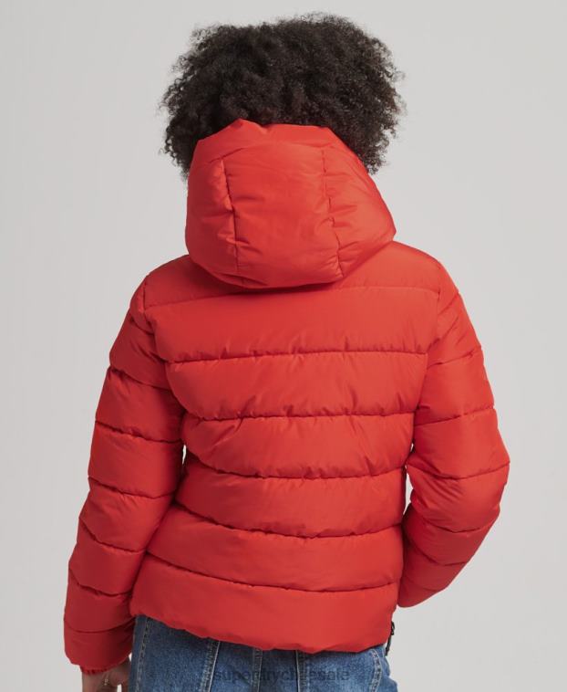mujer Superdry rojo chamarra acolchada Spirit Sports con capucha 2R68Z3612