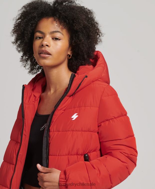mujer Superdry rojo chamarra acolchada Spirit Sports con capucha 2R68Z3612