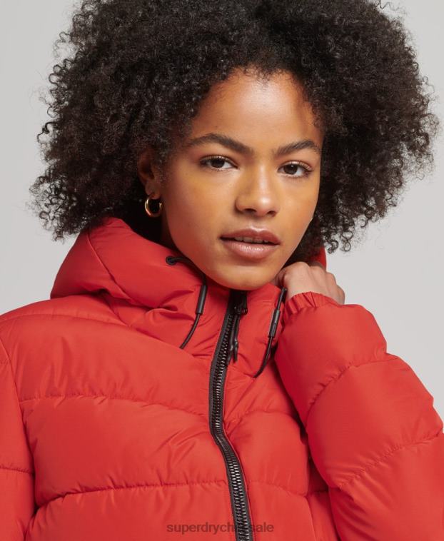 mujer Superdry rojo chamarra acolchada Spirit Sports con capucha 2R68Z3612