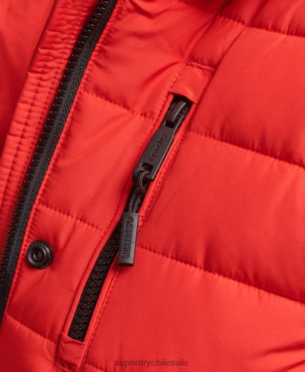 mujer Superdry rojo chamarra acolchada de pelo sintético con capucha 2R68Z3688