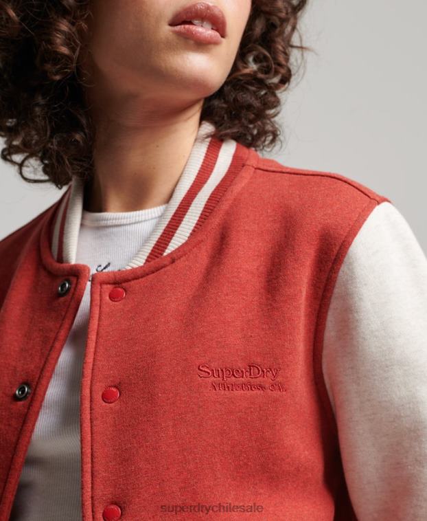 mujer Superdry rojo chamarra bomber con logo vintage 2R68Z3317