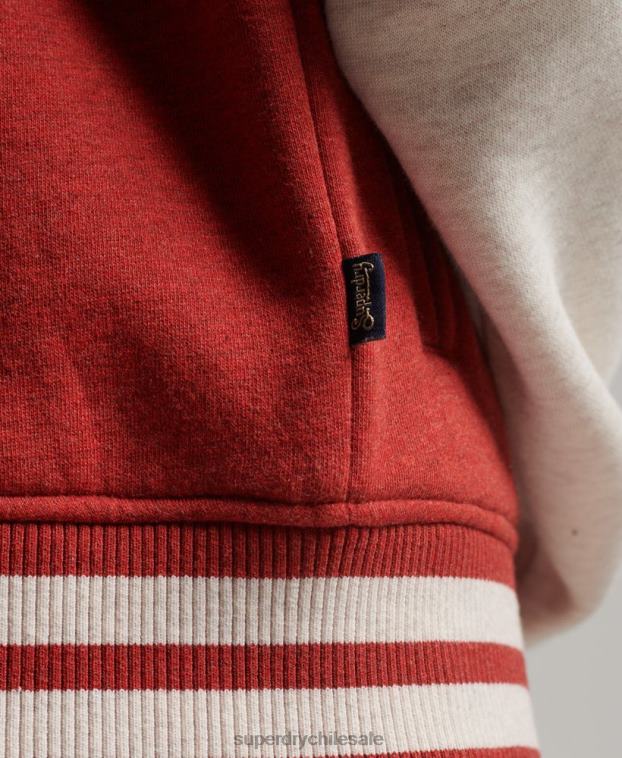 mujer Superdry rojo chamarra bomber con logo vintage 2R68Z3317