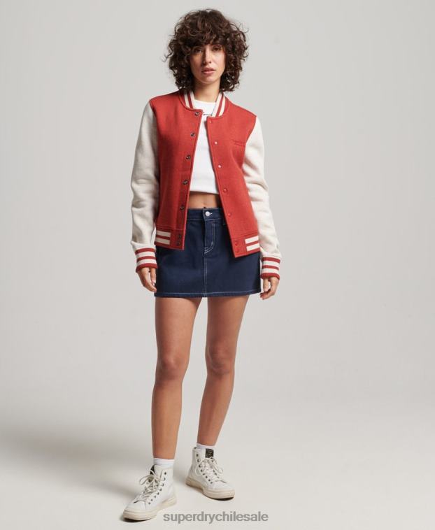 mujer Superdry rojo chamarra bomber con logo vintage 2R68Z3317