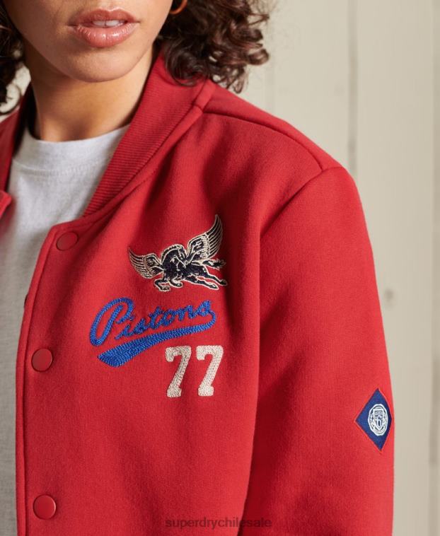 mujer Superdry rojo chamarra bomber de jersey universitario 2R68Z6003