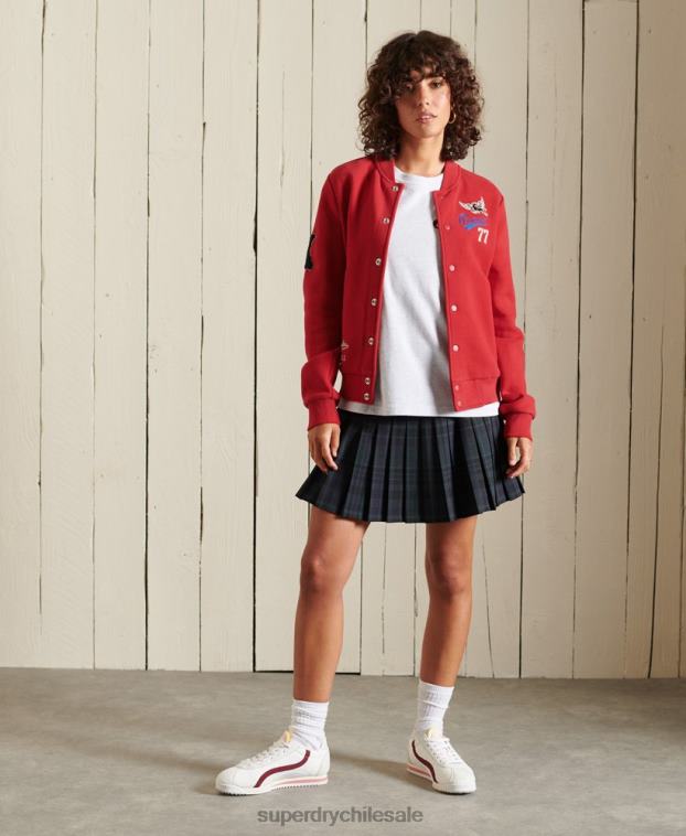 mujer Superdry rojo chamarra bomber de jersey universitario 2R68Z6003