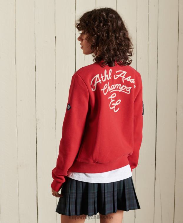 mujer Superdry rojo chamarra bomber de jersey universitario 2R68Z6003