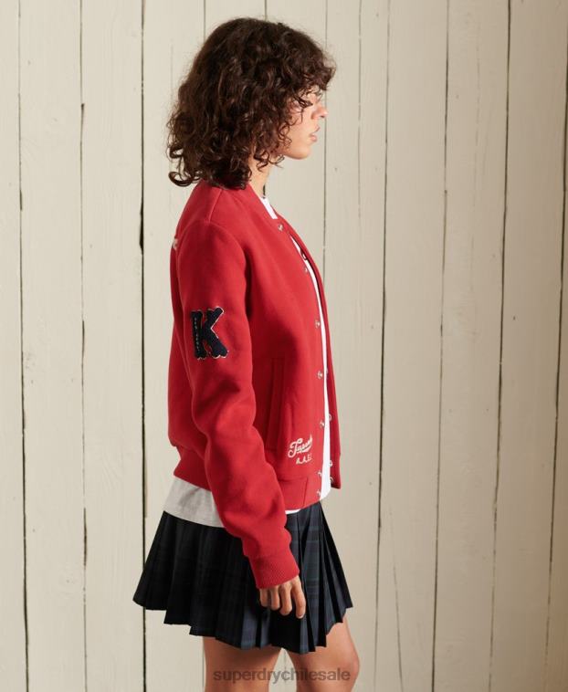 mujer Superdry rojo chamarra bomber de jersey universitario 2R68Z6003