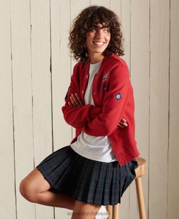 mujer Superdry rojo chamarra bomber de jersey universitario 2R68Z6003