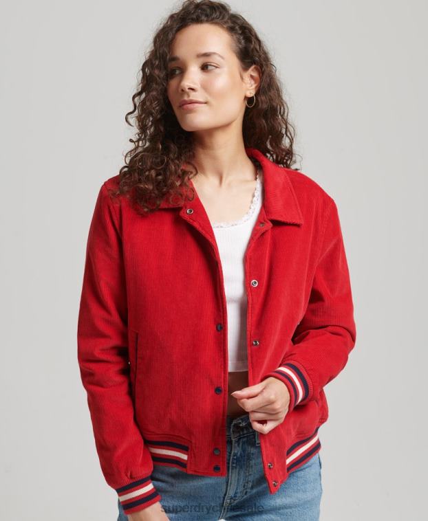 mujer Superdry rojo chamarra bomber de pana 2R68Z5580