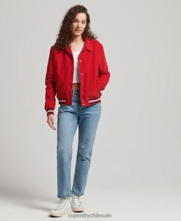 mujer Superdry rojo chamarra bomber de pana 2R68Z5580