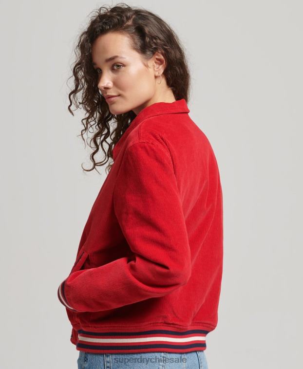 mujer Superdry rojo chamarra bomber de pana 2R68Z5580