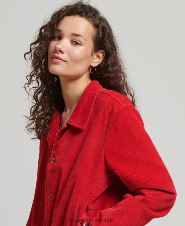 mujer Superdry rojo chamarra bomber de pana 2R68Z5580