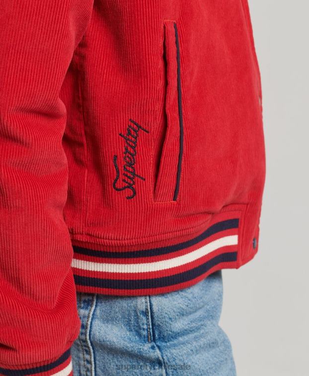 mujer Superdry rojo chamarra bomber de pana 2R68Z5580