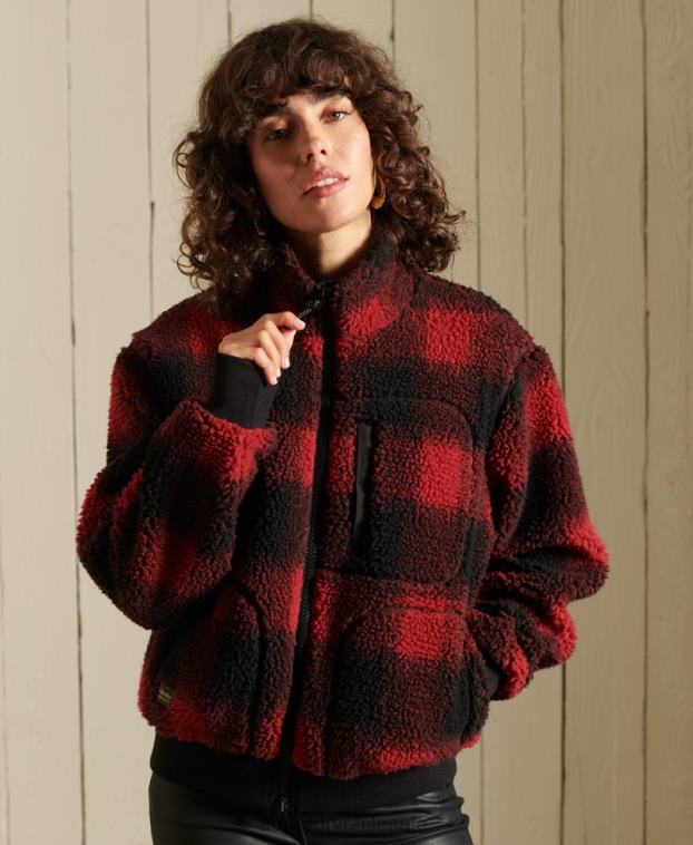mujer Superdry rojo chamarra bomber de sherpa 2R68Z5484