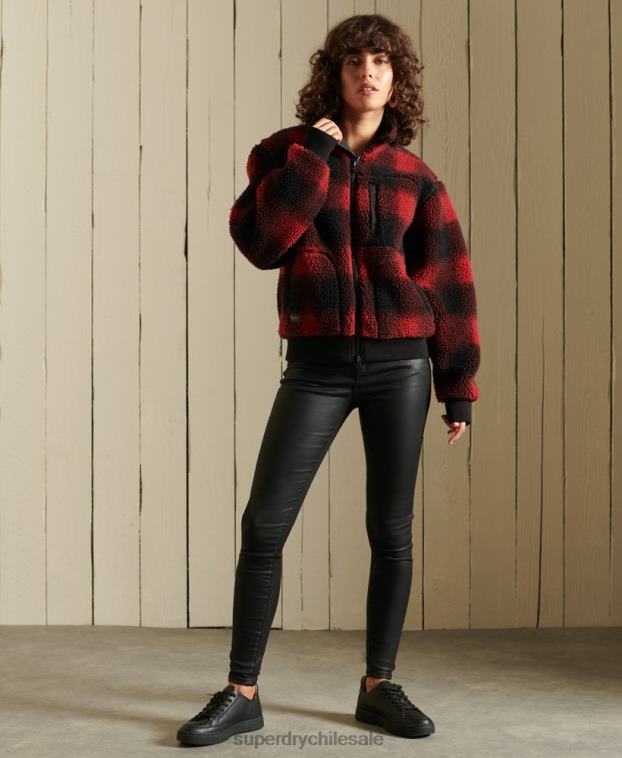 mujer Superdry rojo chamarra bomber de sherpa 2R68Z5484