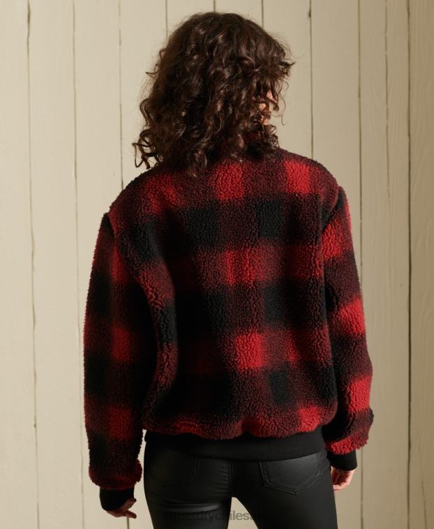 mujer Superdry rojo chamarra bomber de sherpa 2R68Z5484