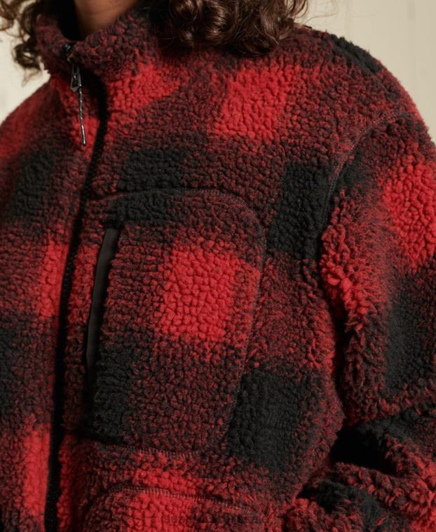mujer Superdry rojo chamarra bomber de sherpa 2R68Z5484