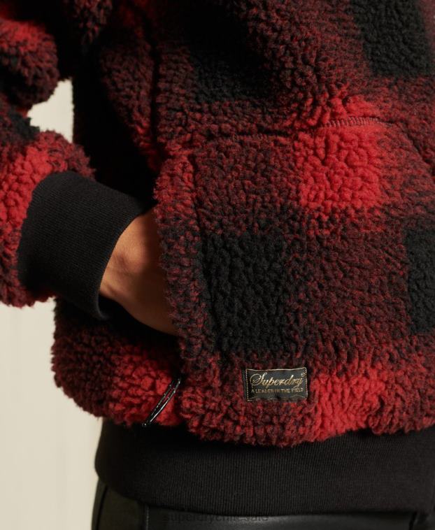 mujer Superdry rojo chamarra bomber de sherpa 2R68Z5484