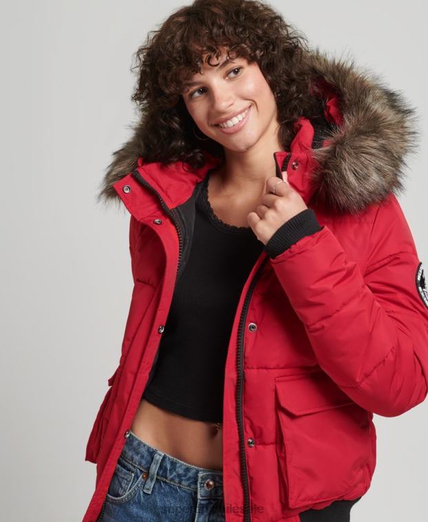 mujer Superdry rojo chamarra bomber everest ella 2R68Z5517