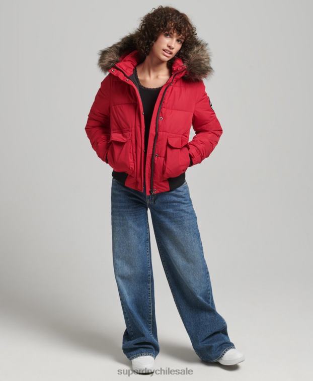 mujer Superdry rojo chamarra bomber everest ella 2R68Z5517