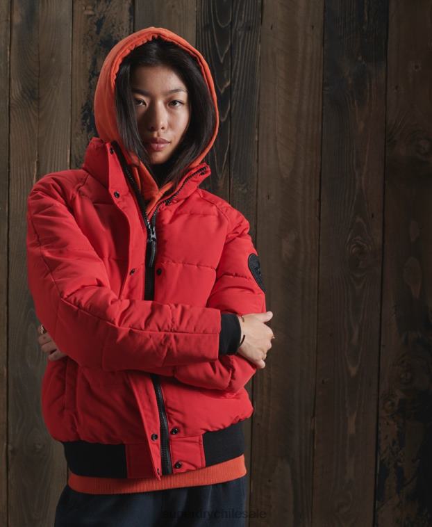 mujer Superdry rojo chamarra bomber everest sin capucha 2R68Z5659