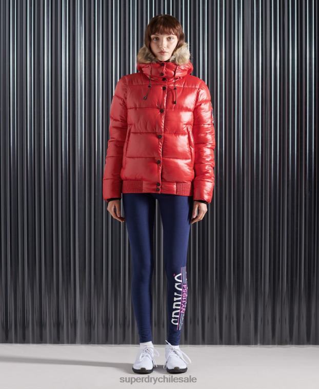 mujer Superdry rojo chamarra bomber toya de alto brillo 2R68Z5739