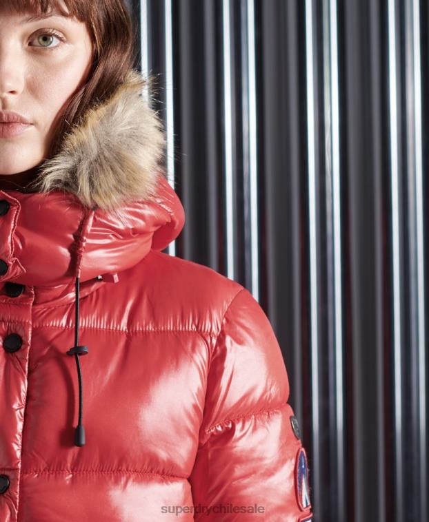 mujer Superdry rojo chamarra bomber toya de alto brillo 2R68Z5739