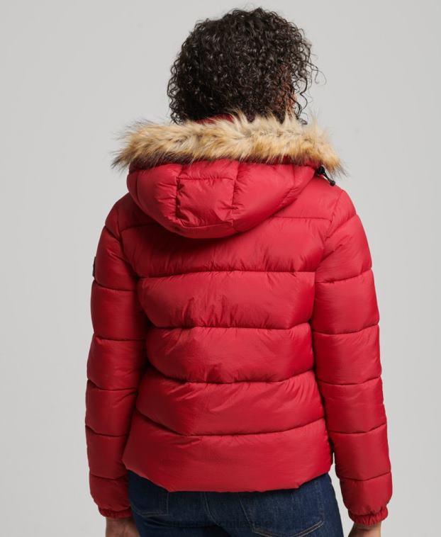 mujer Superdry rojo chamarra corta con capucha 2R68Z3632